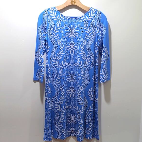 Lilly Pulitzer Ophelia Swing Dress Women's XS Have It Both Rays 3/4 Sleeve Blue - Picture 2 of 8
